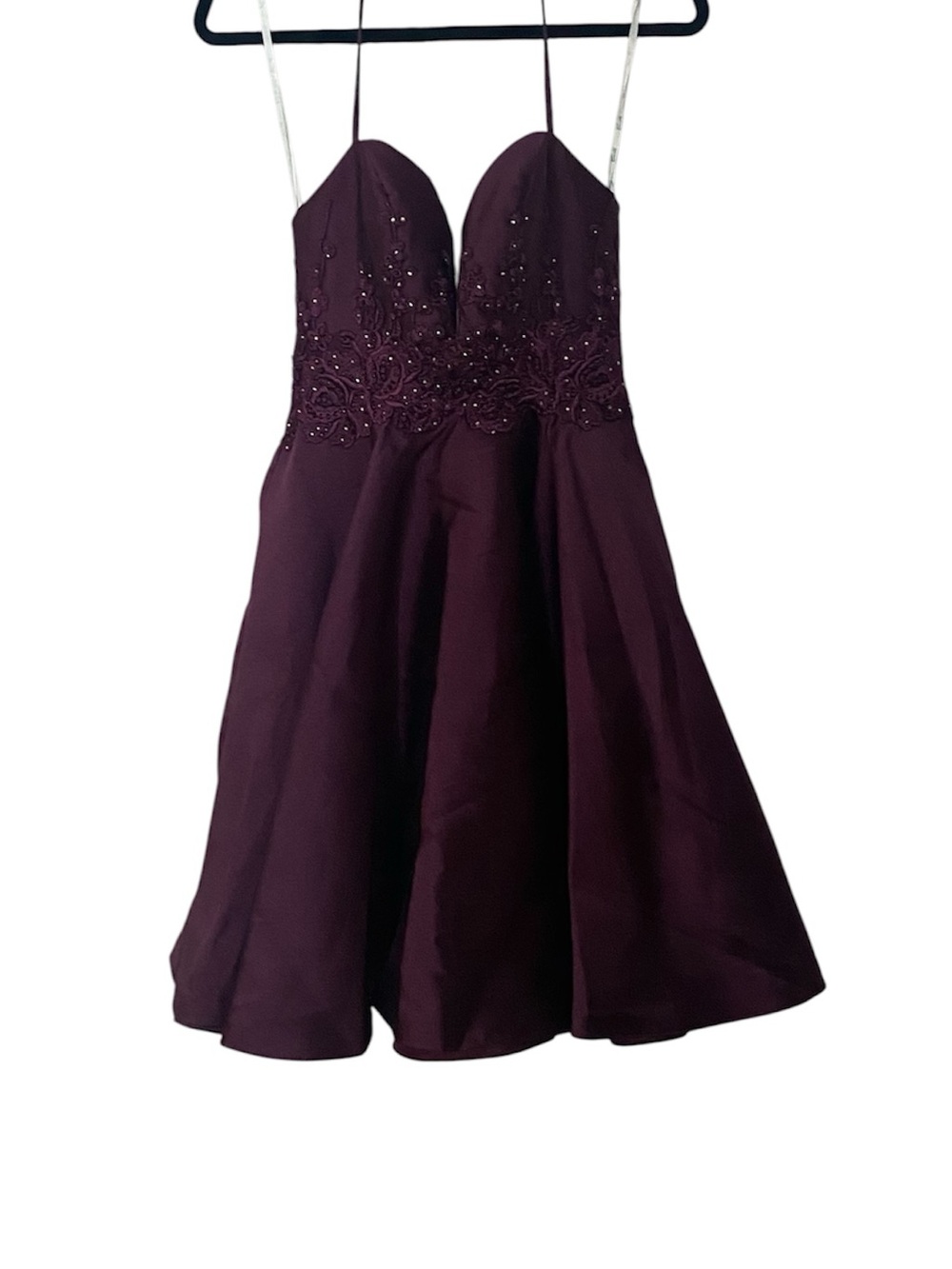 Camille La Vie Plum Beaded Sweetheart Party Dress 0